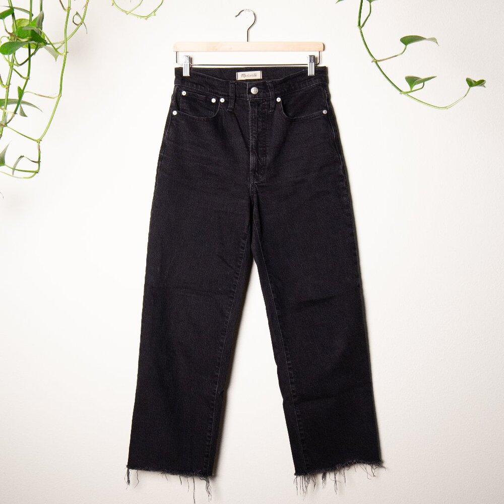 Madewell Perfect Vintage Wide-Leg Jean, Black (Size 27, Cropped)